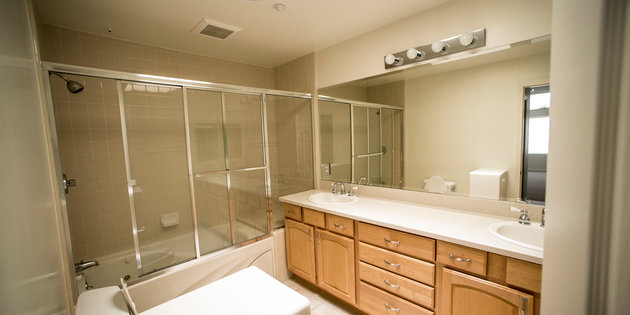 The shower and bathroom of a house - Pepperdine University