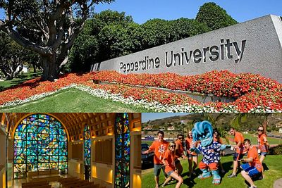 Collage of Pepperdine University campus landmarks