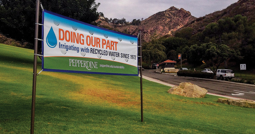 Doing Our Part water recycling banner - Pepperdine University