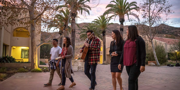 Pepperdine International Students walk through campus