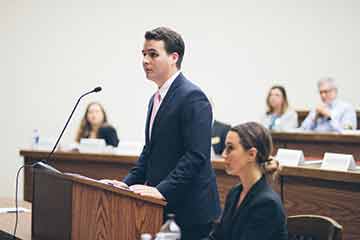 School of Law student during moot court