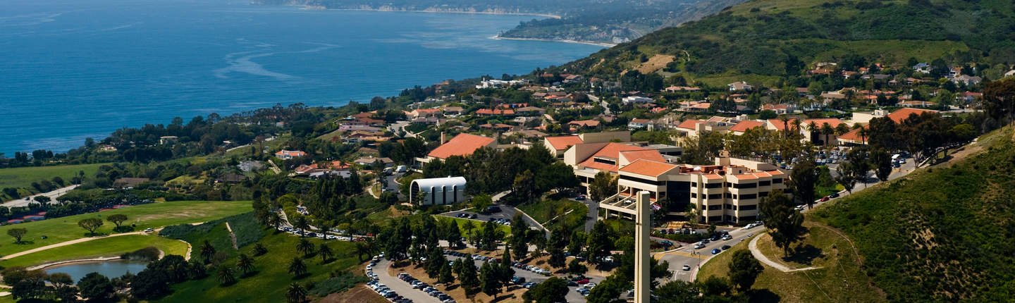 Aerial view of Pepperdine's Malibu campus