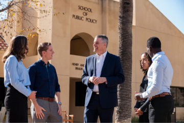 School of Public Policy students talking