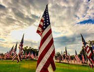 Waves of Flags on the school lawn - Pepperdine University