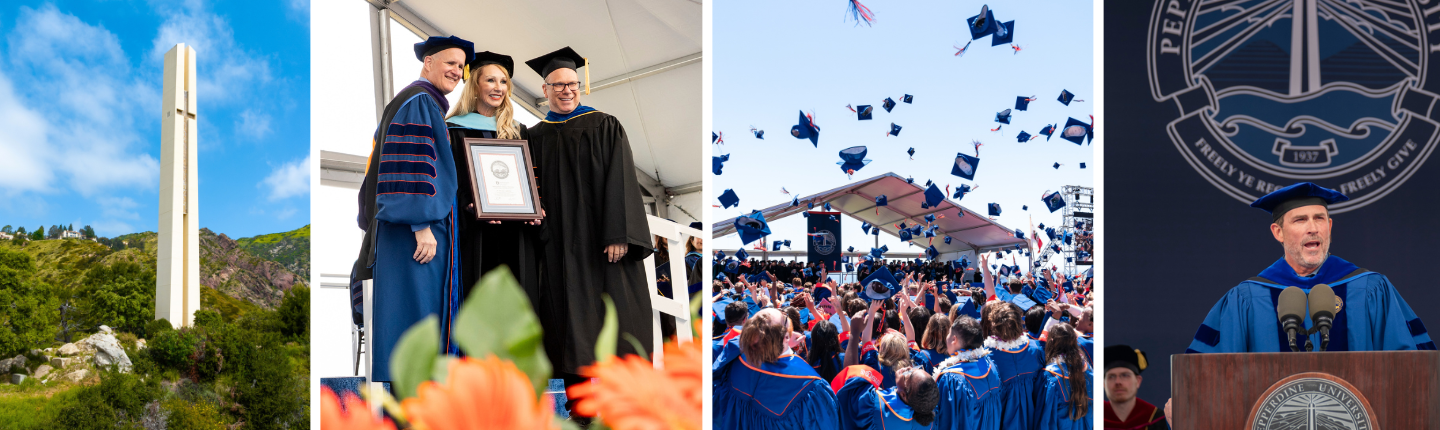 President and Deans at Graduation Ceremony collage 