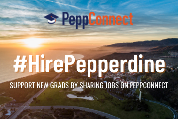 Malibu sunset with words Hire Pepperdine