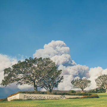 fire over Pepperdine campus