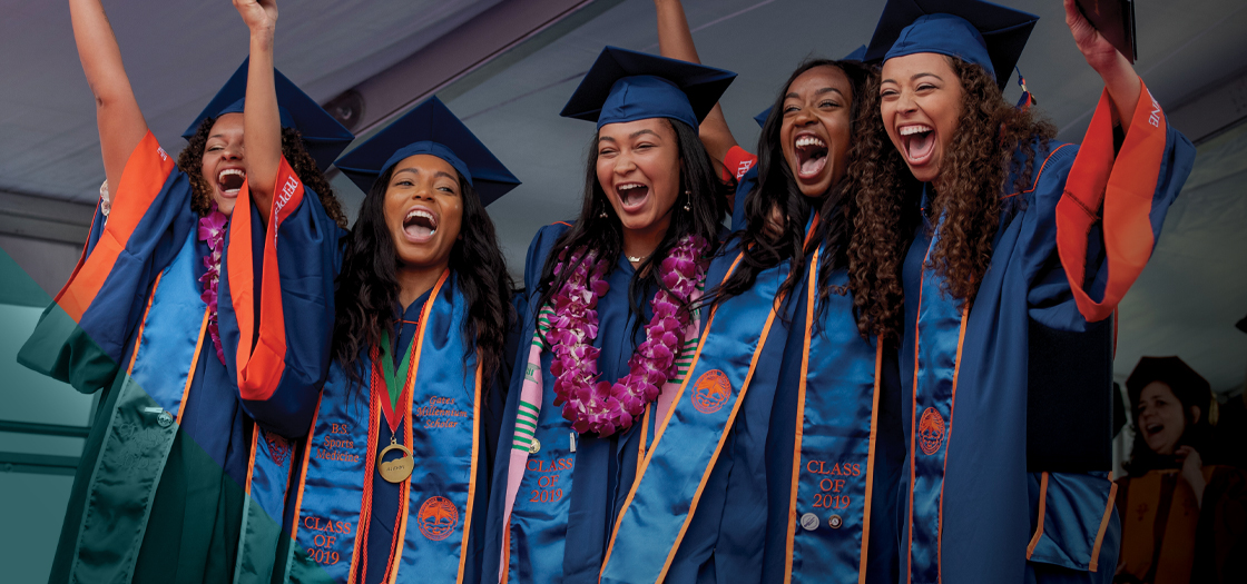 Pepperdine students celebrating at graduation