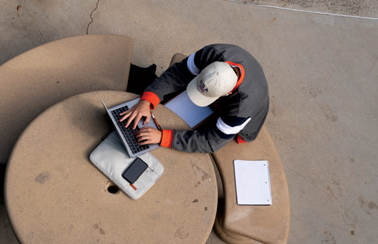 student working outside