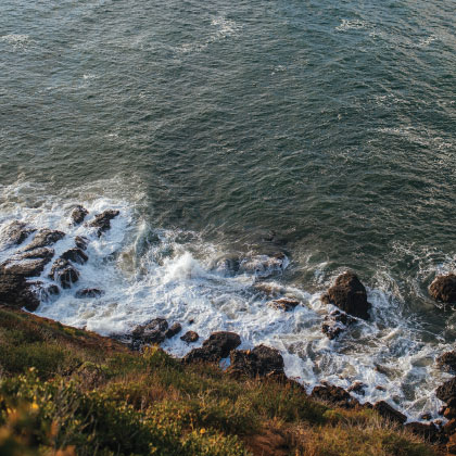 waves crashing on the shore