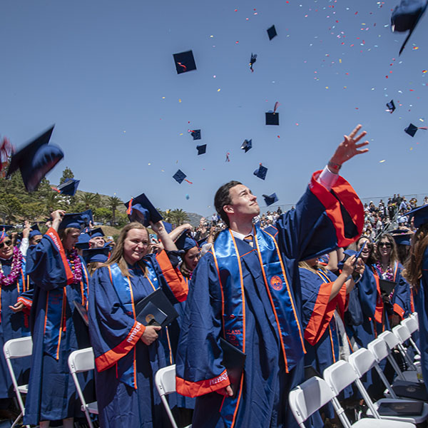 Graduates throwing caps