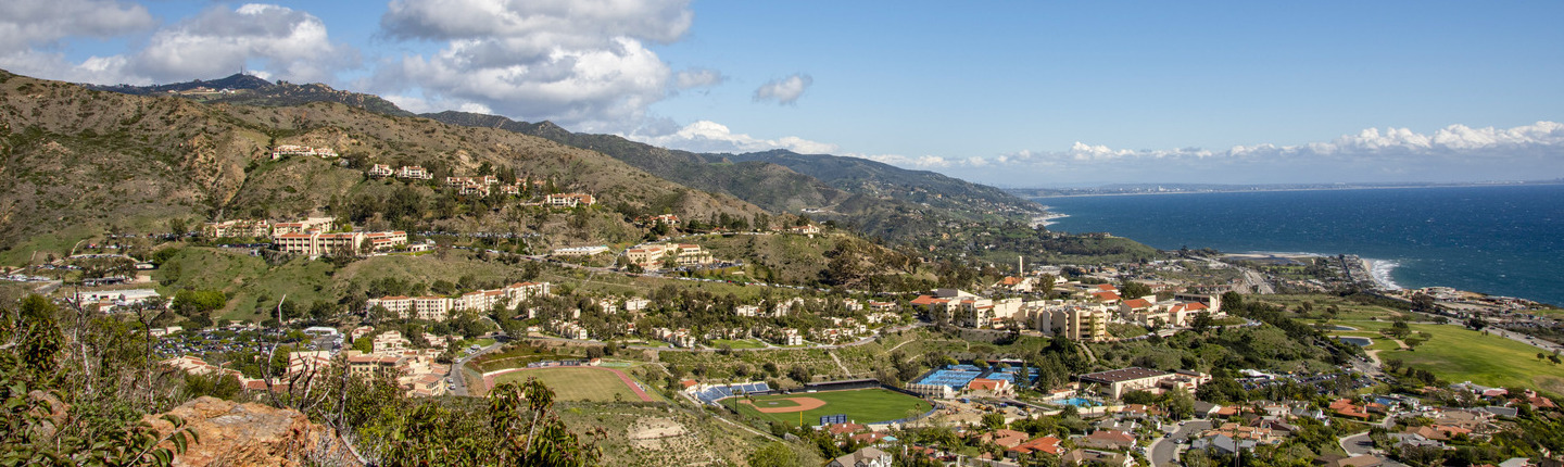 ariel view of Pepperdine campus overlooking the ocean