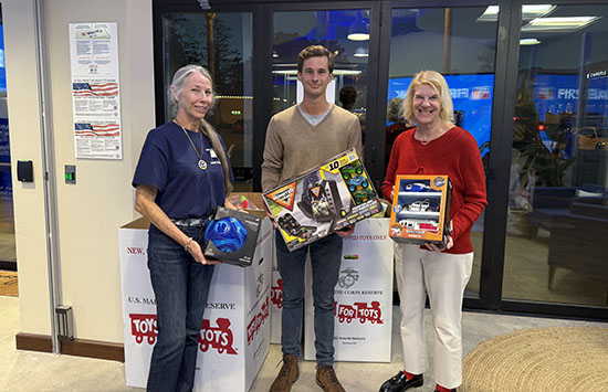 people at a Toys for Tots donation drive