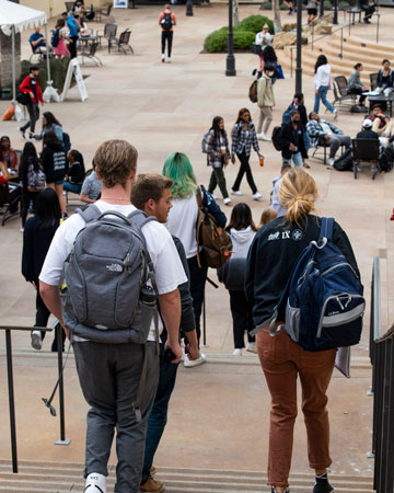 students walking on-campus