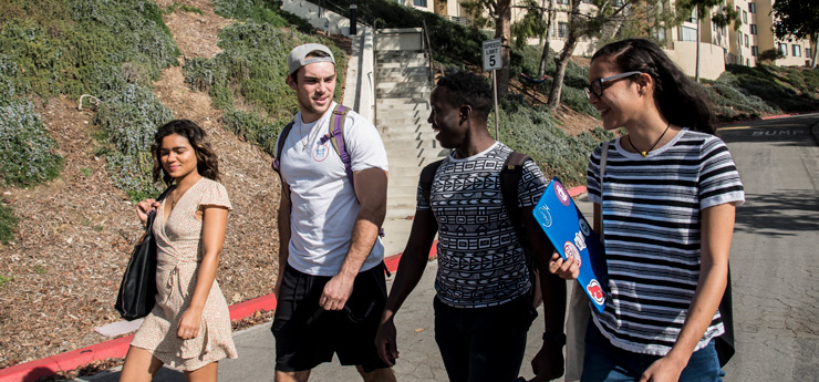 Students Walking on Dorm Road - Pepperdine University