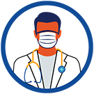 Illustrated image of doctor with a stethoscope around his neck
