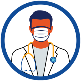 Illustrated image of doctor with a stethoscope around his neck
