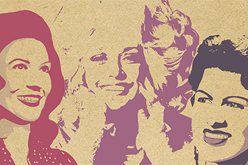 Graphic of Patsy Cline, Dolly Parton, and Loretta Lynn 