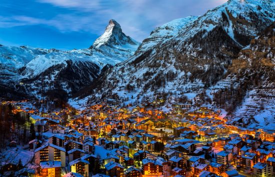Snowy Zermatt Mountains