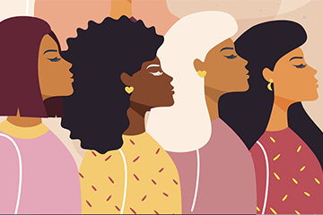 graphic of side profiles of culturally diverse women