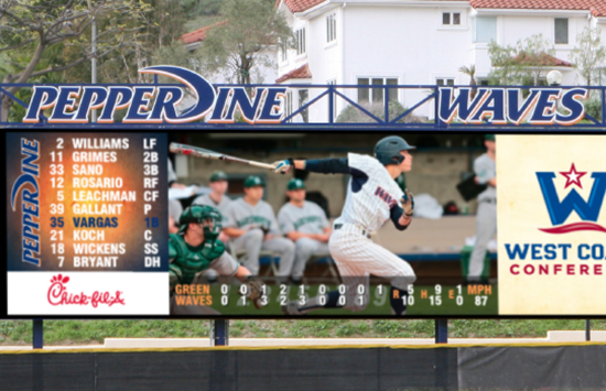 Pepperdine baseball scoreboard rendering