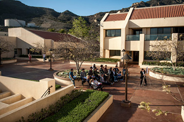 Students walk through the outdoor Malibu campus - Pepperdine University