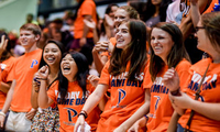 People wearing orange at a rally