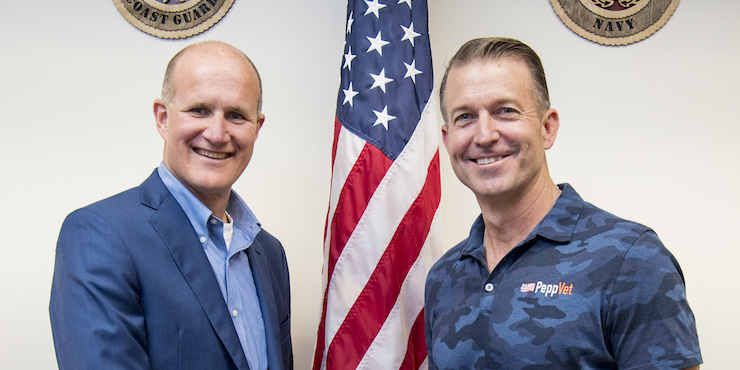 President Jim Gash and director of student veteran affairs Eric Leshinsky