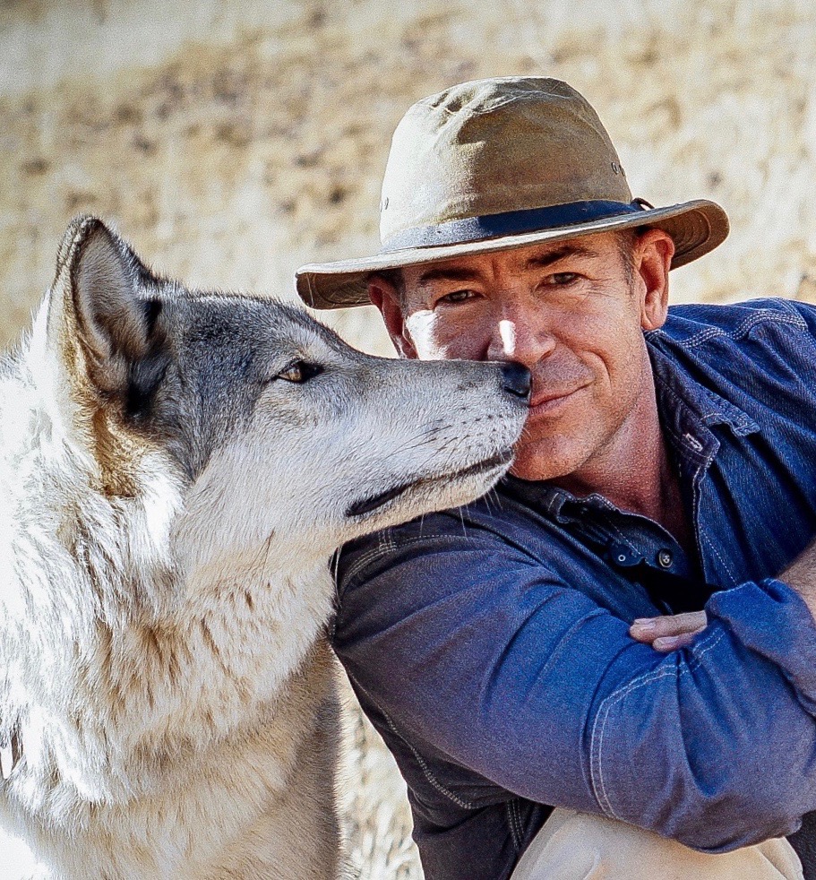 Philip Folsom with Wolf - Pepperdine University