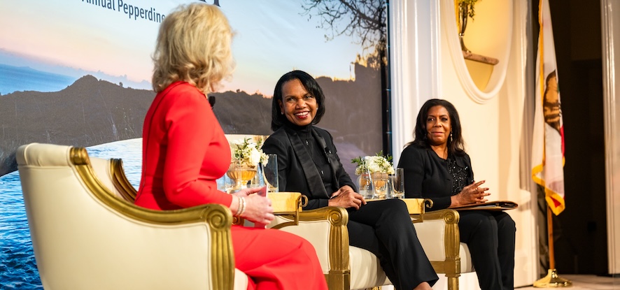 Condoleezza Rice on stage at the Pepperdine Associates Dinner