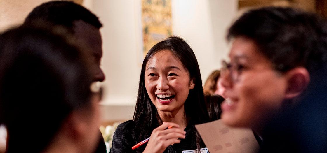 Female international student laughing during GlobalFest