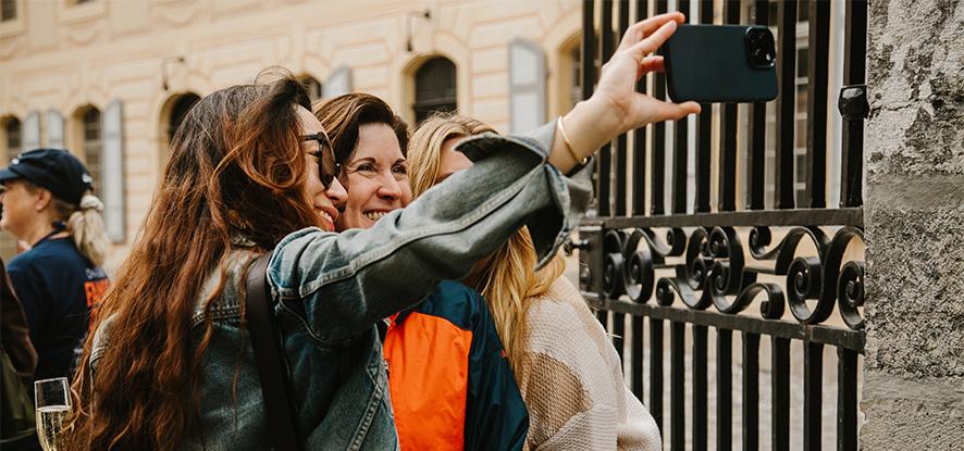 Two people taking a selfie together in Switzerland