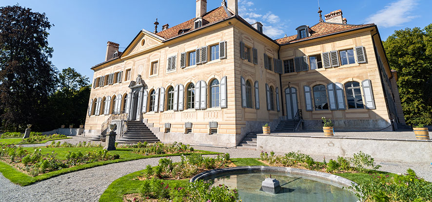 South exterior view of Chateau d'Hauteville in Switzerland