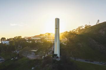 Pepperdine Cross tower in sunset