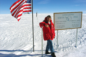 Larson at the Geographic South Pole - Pepperdine Magazine