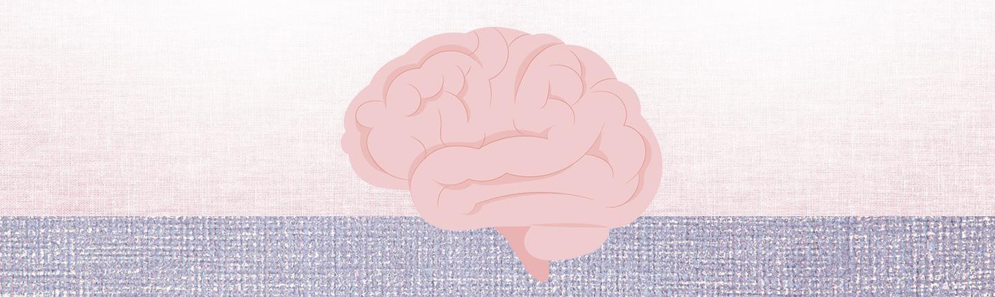 A pastel graphic illustration of a human brain