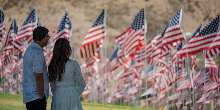 Pepperdine's 9/11 flag installation