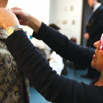 Pepperdine Fine Arts production costume fitting - Pepperdine Magazine