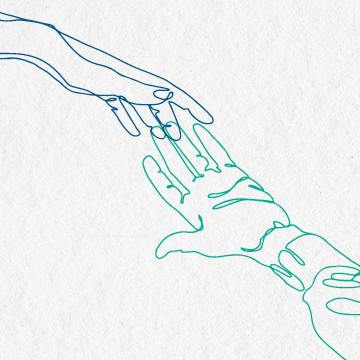 An illustration of two hands touching fingertips