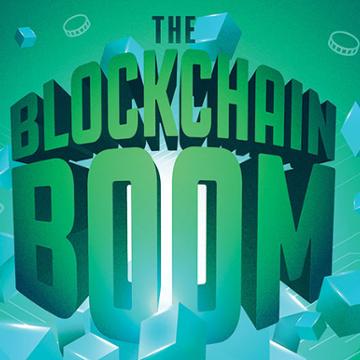 Three-dimensional graphic of Blockchain Boom title