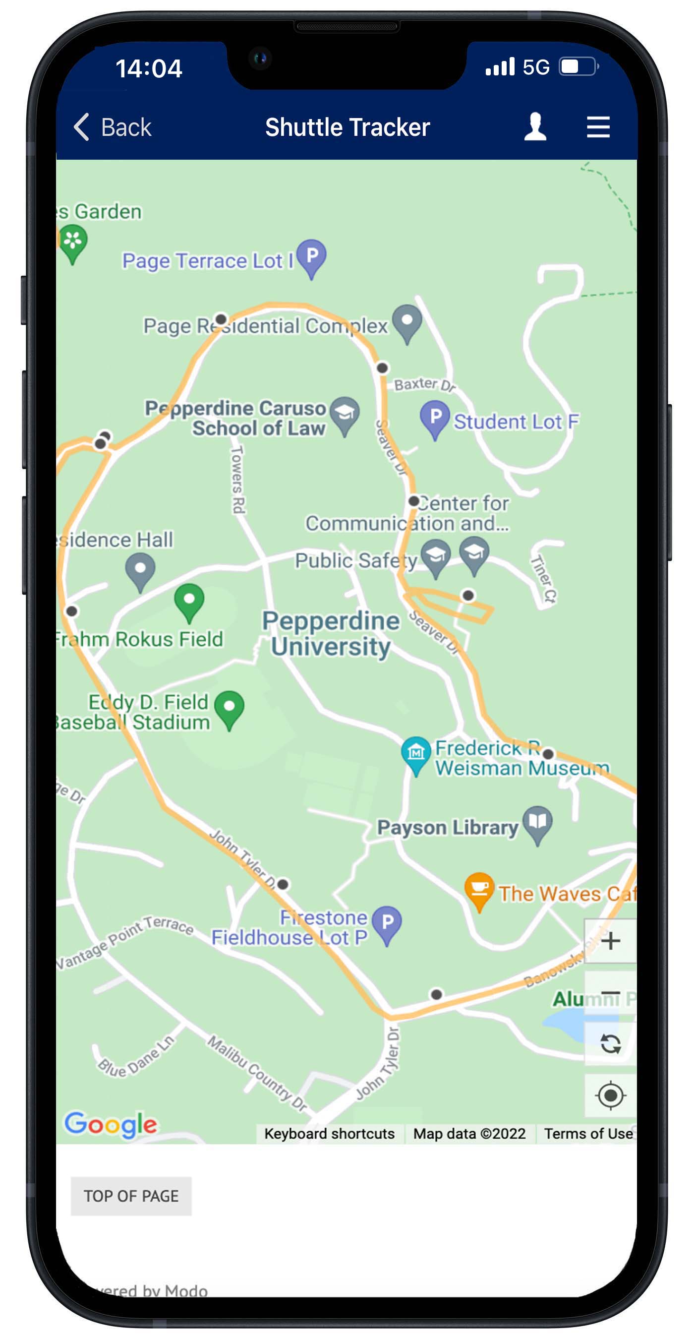 Pepperdine Mobile App Magazine screen