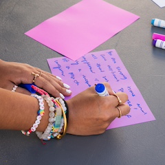 A student drafts a care card