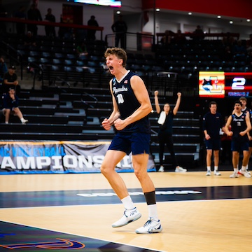 Cole Hartke celebrating
