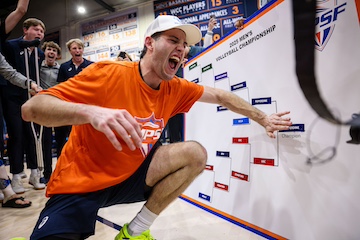 Barnett celebrating the Waves NCAA title berth