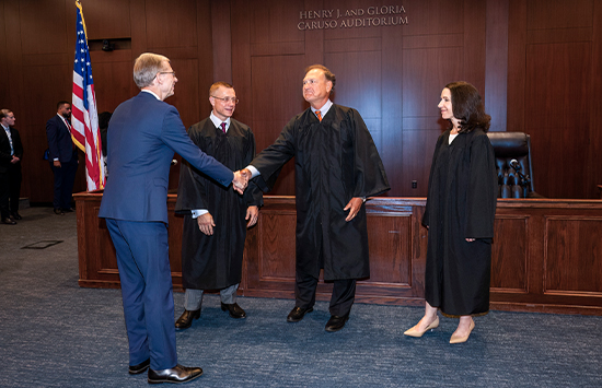 Dean Caron and Supreme Court Justice Samuel Alito, Judge Allison Jones Rushing, and Judge Andrew Oldham