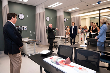 Dean Feltner leading a tour of the Joyce Pleuger Health Assessment Laboratory