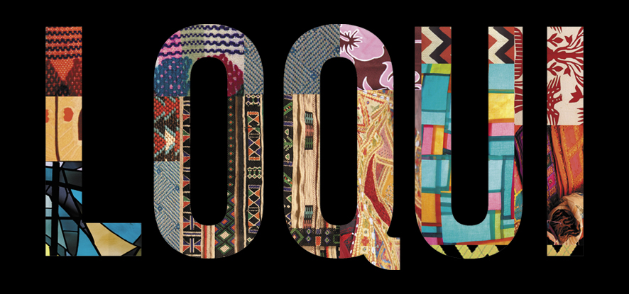 Graphic depicting 'Loqui' written in various textures and patterns