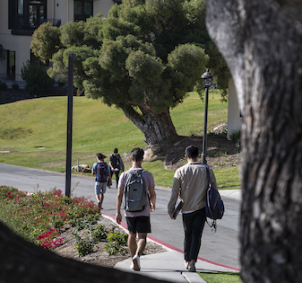 students walking on campus