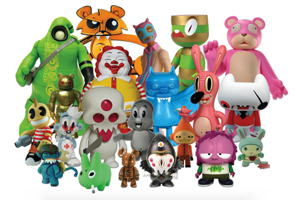 The Vinyl Frontier graphic featuring a collection of vinyl toys