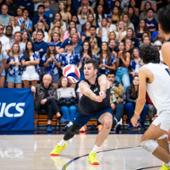 Ryan Barnett digging a volleyball